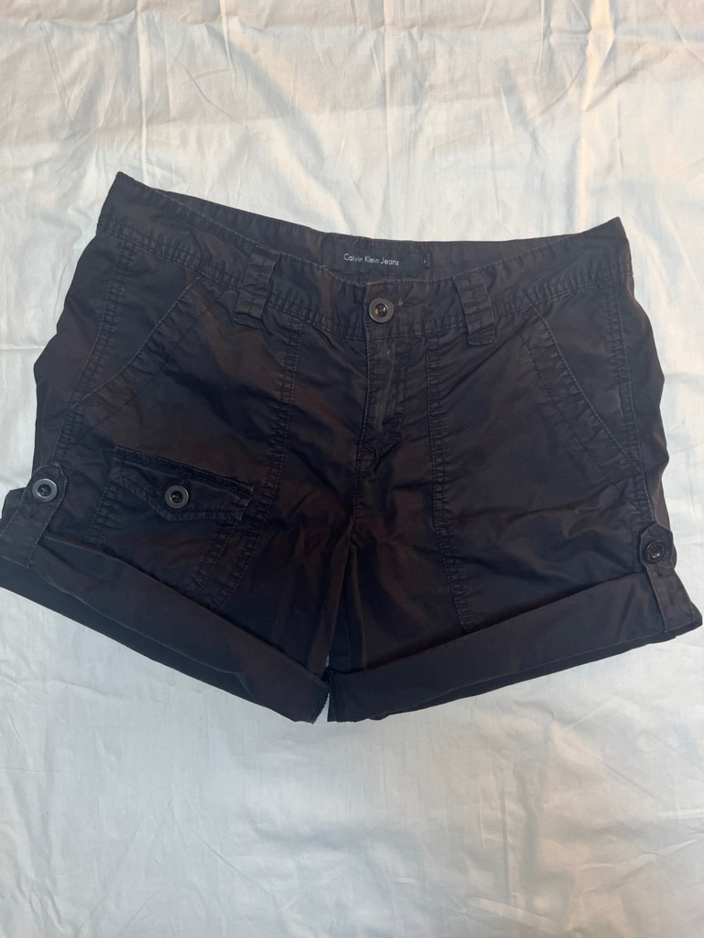 Calvin Klein Black Women's Cargo Adjustable hiking shorts sz 4